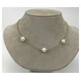 18KT Italian Gold Pearl & Diamond Choker.