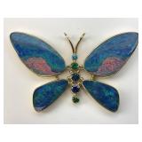 Gold Opal Butterfly & Gemstone Accent Pendant.