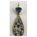 Gold Topaz & Diamond Teardrop Pendant.