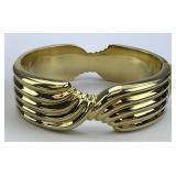 14KT Italian Gold Hinged Cuff Bracelet.
