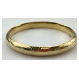 14KT Gold Engraved Bangle.