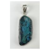 Sterling Silver Natural Malachite Pendant.