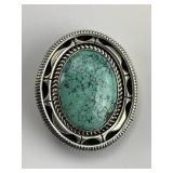 Sterling Silver Artie Yellowhorse Turquoise Pin.