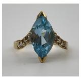 14KT Gold Topaz & Diamond Ring.