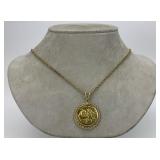 14KT Gold Rope Necklace With 1/4 Oz Panda Coin.