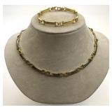 14KT Gold Link Choker & Bracelet Set.