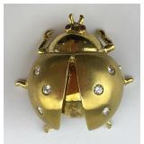 18KT Gold & Diamond Dankner Ladybug Pin.