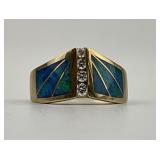 14KT Gold Kabana Opal & Diamond Ring.