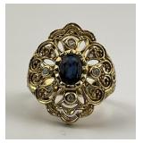 14KT Gold Sapphire & Diamond Ring.