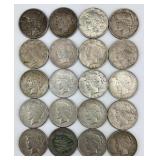 20 90% Silver Peace Dollars.