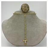 Gold Plated 80% Silver Rosary And Case.