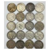 20 90% Silver Peace Dollars.