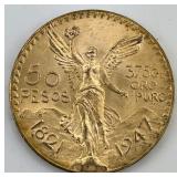 Fine Gold Mexican 50 Pesos Centenario.