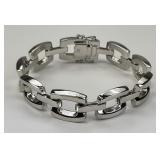 14KT White Gold Italian Square Link Bracelet.