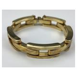 18KT Gold Brick Link Chain Bracelet.