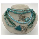 4 14KT Gold & Sterling Silver Turquoise Necklaces.
