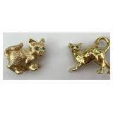 14KT Gold & Emerald Cat Pins.