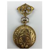 14KT Gold Geo. H. Striker Pocket Watch With Pin.