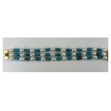 14KT Gold Pearl Turquoise Bracelet.