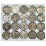 20 90% Silver Peace Dollars.