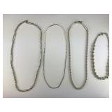 4 Sterling Silver Beaded Navajo Necklaces.