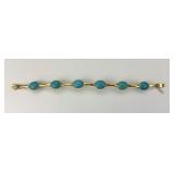 14KT Gold And Turquoise Bracelet.