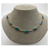 14KT Gold Australian Opal & Diamond Necklace.