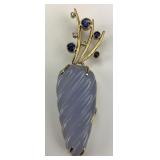 Gold Lavender Jade & Gemstone Accent Pendant.