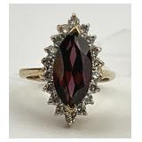 14KT Gold Garnet & Diamond Ring.