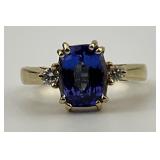 14KT Gold Sapphire & Diamond Ring.