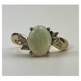 14KT Gold Opal & Diamond Ring.