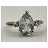 14KT Gold Aquamarine & Diamond Ring.