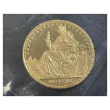 1986 Switzerland 1/10 Oz Gold Eternal Pact Coin.