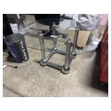 Vtg Chrome & Glass End Table.