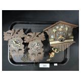 3 Cuckoo Clocks & Parts.