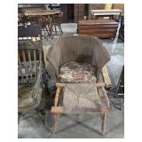 Wicker Lounge Chair W/Footstool.