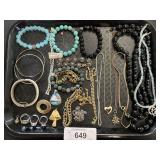 Costume Jewelry, Bracelets, Necklaces, Rings.