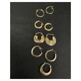 4 Pairs Of 14KT Gold Hoop Earrings.