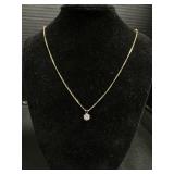 14KT Gold Necklace W/Diamond Pendant.