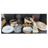 Assortment Of Dinnerware, Roller Skates, Jars.
