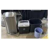 Waste Cans & Paper Shredder.