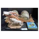 Wolf & Man Statue, Shot Glass Holders.