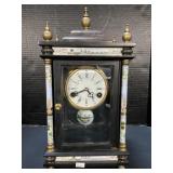 Stone & Ceramic Mantel Clock.