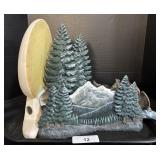 Ceramic Forest & Wolf Scene.