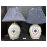 Pair Of Country Floral Table Lamps.