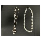 Pearl & Onyx Necklace, Coin Pearl Necklace.