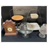 Longaberger Serving Trays, Lanshire Clock, Lamp.