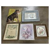 Art Prints, Dog Oil On Canvas, Marriage Cert.