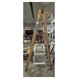 6 Step Wooden Ladder & 3 Step Aluminum Ladder.