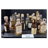 Vintage Small Whiskey & Vodka Bottles.